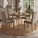 Ver imagem 2 de Mesa de Jantar Redonda Dani Mdf com 4 Cadeiras Estofadas Suede Cinamomo Joli Molci