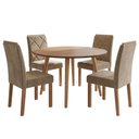 Ver imagem 1 de Mesa de Jantar Redonda Dani Mdf com 4 Cadeiras Estofadas Suede Cinamomo Joli Molci