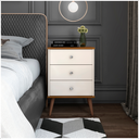 Ver imagem 3 de Kit 2 Escrivaninhas Mesa de Cabeceira Mix 3 Gavetas Cores Acabamento Brilhante Off/freijó