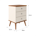 Ver imagem 5 de Kit 2 Escrivaninhas Mesa de Cabeceira Mix 3 Gavetas Cores Acabamento Brilhante Off/freijó