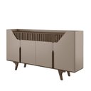 Ver imagem 2 de Aparador Buffet Portas em MDF Ripado Real Pés de Madeira Maciça Danúbio Marrom/Fendi/Carvalho