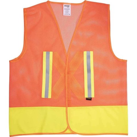 Colete Sinalização Refletivo Vic 71316 Alta Visibilidade Laranja Verde Fluorescente Vicsa