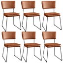 Ver imagem 1 de Kit 6 Cadeiras Decorativas Estofada Sala De Jantar Base Aço Allana L02 Couríssimo Camel - Lyam