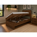 Ver imagem 2 de Cama Solteiro com Baú Larissa Estrutura MDF/MDP Branca