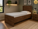 Ver imagem 1 de Cama Solteiro com Baú Larissa Estrutura MDF/MDP Branca