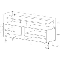 Rack Para Sala Tv ate 65 Polegadas Pes Madeira Palito Prateleiras Mocaccino Marron Viena Carmolar - 3
