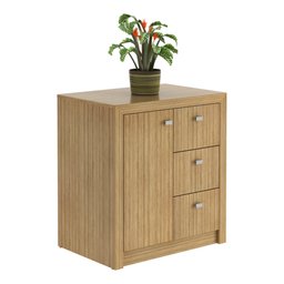 Balcão para Escritório 68cm com 1 Porta e 3 Gavetas Amêndoa - 2