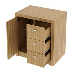 Balcão para Escritório 68cm com 1 Porta e 3 Gavetas Amêndoa - 4