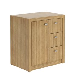 Balcão para Escritório 68cm com 1 Porta e 3 Gavetas Amêndoa - 3