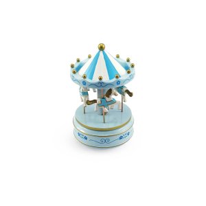 Caixa de Musica Carrossel Musical Cavalinhos de Plástico Decoração Para Quarto de Criança Bebê:Azul 