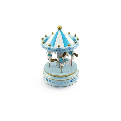 Caixa de Musica Carrossel Musical Cavalinhos de Plástico Decoração Para Quarto de Criança Bebê:Azul 