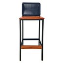 Ver imagem 3 de Conjunto 2 Banqueta Bahamas Alta Madeira Peroba com Encosto de Corda Náutica Azul