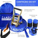 Ver imagem 2 de Slackline Zamboo Extremeline 30m Azul com Catraca Reforçada Backup Protetores e Bolsa Coordenação Eq