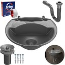 Ver imagem 1 de Pia Lavatório 4l Cinza + Sifão Sanfonado Universal + Veda Rosca