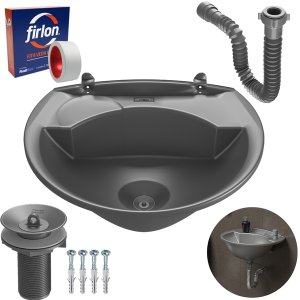 Pia Lavatório 4l Cinza + Sifão Sanfonado Universal + Veda Rosca