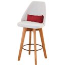 Ver imagem 4 de Kit 05 Banquetas Linho Bege e Almofada Vermelho