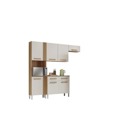 Kit Cozinha Armário e Balcão Juma 7 Portas e 2 Gavetas Off White - Aramóveis