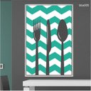 Ver imagem 2 de Quadro Decorativo - Utensilios de Cozinha Chevron Turquesa Bba005 - Tela Canvas - 60x40cm