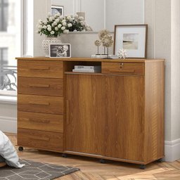 Cômoda Max 2 Portas e 6 Gavetas Freijó - Lukaliam Móveis - 2