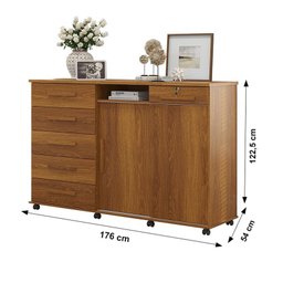 Cômoda Max 2 Portas e 6 Gavetas Freijó - Lukaliam Móveis - 6