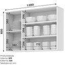 Ver imagem 3 de Aéreo 1200mm 03 Portas de Vidro Americana Branco Hp - Henn
