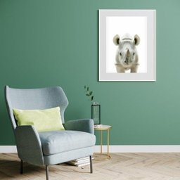 Quadro Rinoceronte Baby - 60x48cm:madeira Preta - 2