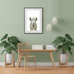 Quadro Rinoceronte Baby - 60x48cm:madeira Preta - 1