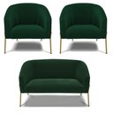 Ver imagem 1 de Namoradeira e 2 Poltronas Pé Ferro Dourado Stella Bouclê Verde D03 - D'Rossi