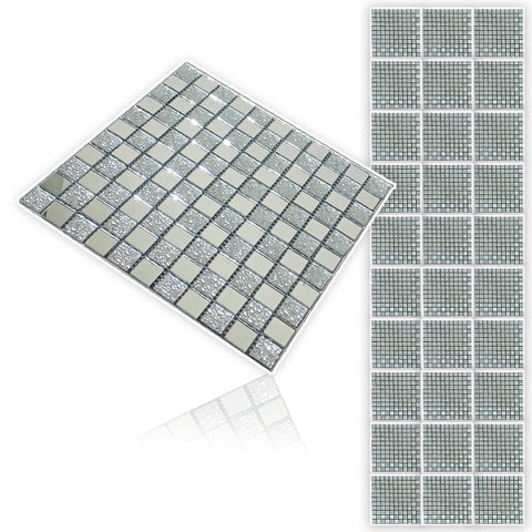 Pastilha Autocolante de Vidro Kit 30 Uni Parede Cozinha Box Lavabo Decorativa Facil Aplicacao Reform