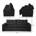 Ver imagem 3 de Sofá Retrátil e Reclinável 2 Lugares com Molas 1,80m Veronica Suede Preto