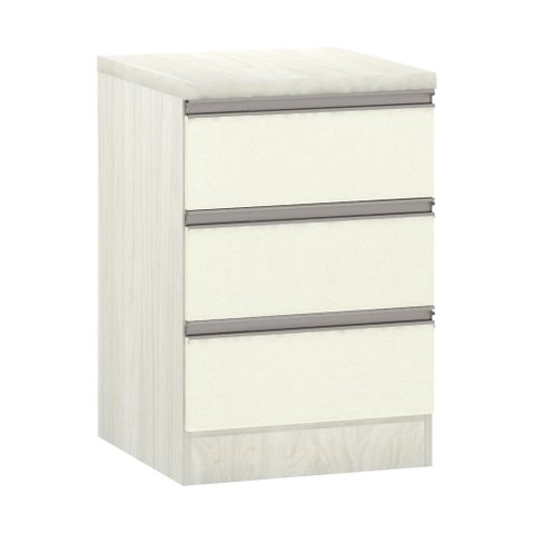 Mesa de Cabeceira 3 Gavetas 40cm Estrutura Legno Crema Prime Plus Luciane Móveis