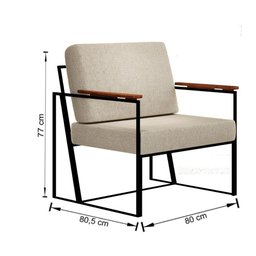 Poltrona Roma Linho com Ratan Bm Tubulares Bege - 2 Poltrona Roma Linho com Ratan Bm Tubulares Bege - 2