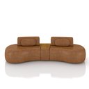 Ver imagem 7 de Sofá Sala de Estar Modulado França 325cm com Encosto Articulável Mesa Central e Almofadas Pu Caramel