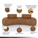 Ver imagem 3 de Sofá Sala de Estar Modulado França 325cm com Encosto Articulável Mesa Central e Almofadas Pu Caramel
