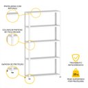 Ver imagem 3 de ESTANTE DE AÇO 175X92X30 5 PRAT. C/ REFORÇO PANDIN - BRANCO EP-5AR-VU-175