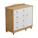 Ver imagem 1 de Cômoda Infantil 1 Porta e 4 Gavetas 100% Mdf Elô New Móveis Peroba Branco Brilho/amêndoa