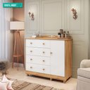 Ver imagem 2 de Cômoda Infantil 1 Porta e 4 Gavetas 100% Mdf Elô New Móveis Peroba Branco Brilho/amêndoa
