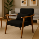 Ver imagem 1 de Poltrona Aurora Linho com Almofada Estofada Decorativa Recepção de Escritório Confortável:preto