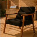 Ver imagem 2 de Poltrona Aurora Linho com Almofada Estofada Decorativa Recepção de Escritório Confortável:preto