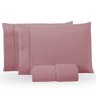 Jogo de Lençol 03 Peças 400 Fios Cama Casal Queen Ponto Palito Micropercal - Rose - 1