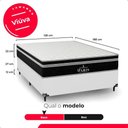 Ver imagem 4 de Cama Box Viuva Branco + Colchão Paris Molas Ensacadas Preto Couro Branco/preto