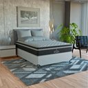 Ver imagem 1 de Cama Box Viuva Branco + Colchão Paris Molas Ensacadas Preto Couro Branco/preto