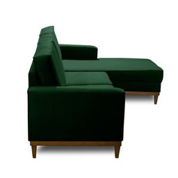 Sofá 3 Lugares 2,60m Living com Chaise Ld Gabi Linho Verde Madelina Decor - 2