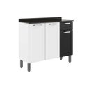 Ver imagem 1 de Gabinete de Cozinha Modulado Balcão Dona Maria 6173 3 Portas e 1 Gaveta C/ Tampo e Pés Branco/