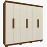 Guarda Roupa Roupeiro Gelius Império 06 Portas 02 Gavetas Pés Castanho/off White Mdf - 2