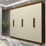 Guarda Roupa Roupeiro Gelius Império 06 Portas 02 Gavetas Pés Castanho/off White Mdf - 1