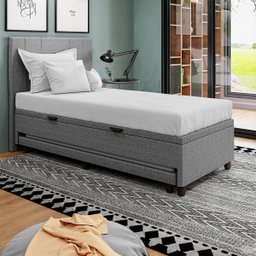Base Cama Box Baú Solteirão com Cama Auxiliar Linho Cinza Skybox - 3