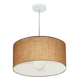 Lustre Pendente Cilíndrico Vivare Md-4204 Cúpula em Tecido 45x25cm - Bivolt - Palha - Bivolt