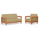 Ver imagem 1 de Kit Poltrona e Sofá Varanda Samoa Madeira Maciça com Cordas Náutica Linho Dourado - Desk Design