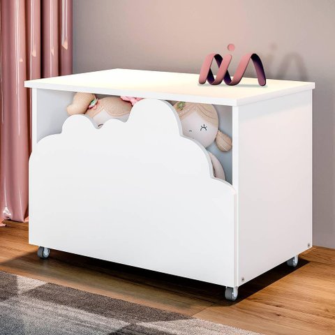 Baú de Brinquedos Nuvem Alegria Branco Divaloto